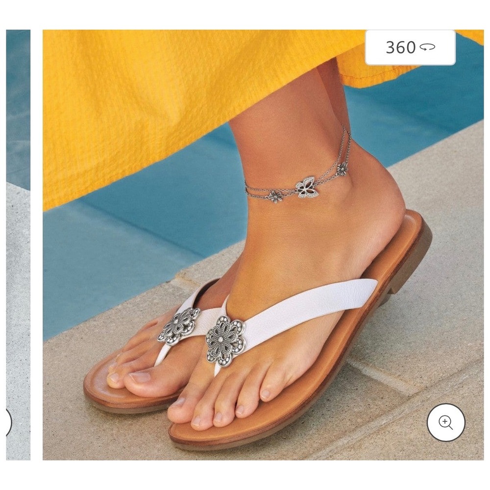 Brighton Leather Y2K 90s Summer Vacation European Aster Flower Thongs Sandal 7